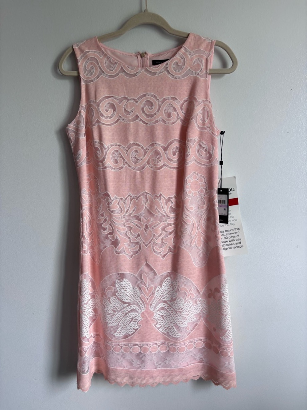 NWT Tommy Hilfiger Peach pink Lace overlay Detail Mini Dress size 6